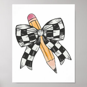 Eacher Coquette Bow Pencil With Pink Bow Back To S Poster
