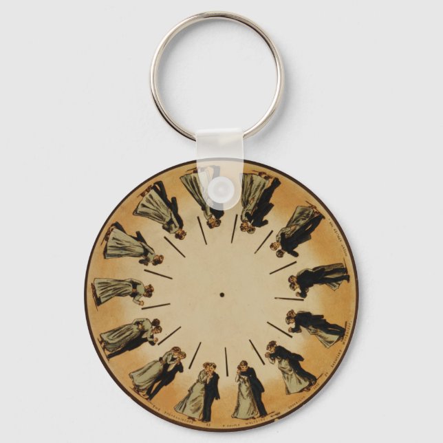Eadweard Muybridge Couple Waltzing Phenakistoscope Key Ring (Front)