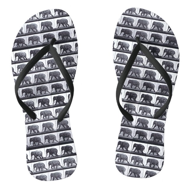 EADWEARD MUYBRIDGE ELEPHANT Slim Strap FlipFlops (Footbed)