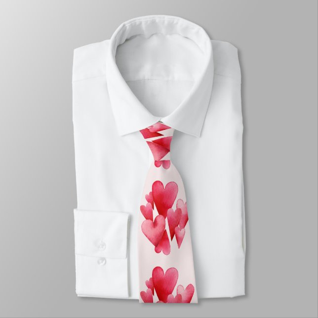 Eager Pink Hearts Tie (Tied)