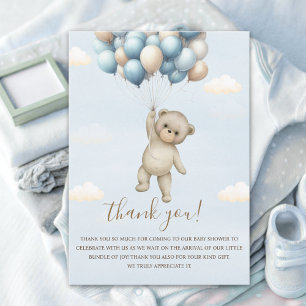 Eagerly Awaiting Baby Boy Bear Shower Thank You Card