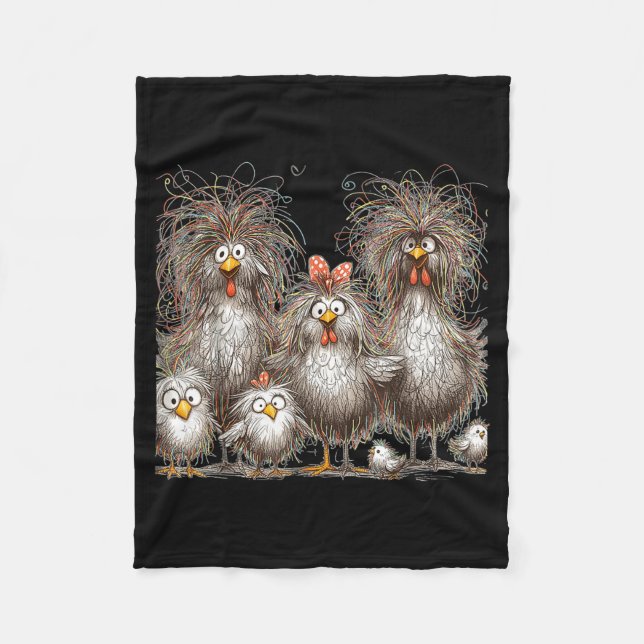 Eagerlys Colourful Funny Chicken Art Crazy Chicken Fleece Blanket (Front)