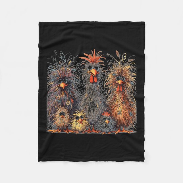 Eagerlys Colourful Funny Chicken Art  Fleece Blanket (Front)