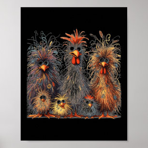 Eagerlys Colourful Funny Chicken Art Poster
