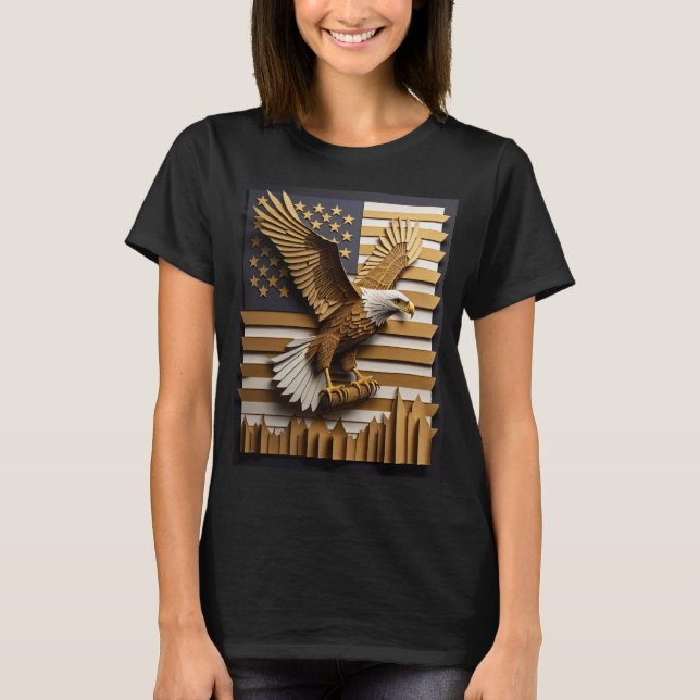 Eagle 3D Paper Art Design T-shirt  (Front)