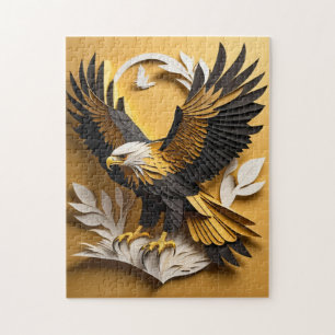 Eagle 3D Paper Art Design T-shirt  Jigsaw Puzzle