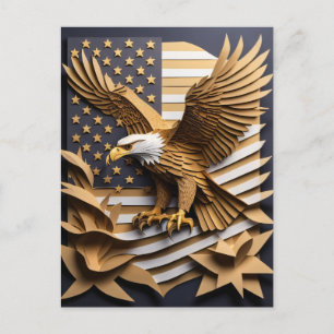 Eagle 3D Paper Art Design T-shirt  Postcard