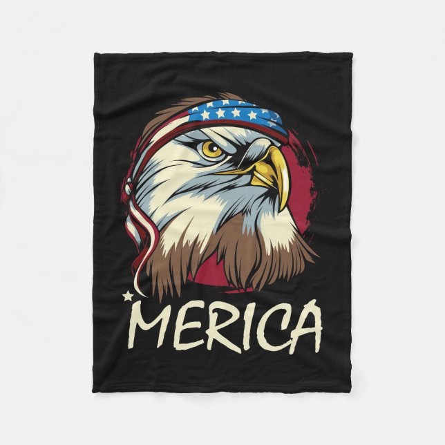 Eagle 4th Of July American Fleece Blanket (Front)