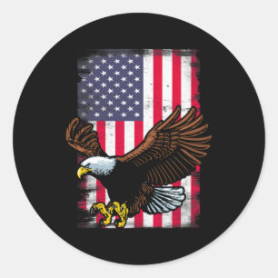 Eagle 4th Of July Usa Flag American Patriotic Men Classic Round Sticker