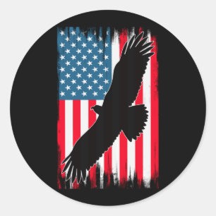 Eagle Aamerican Flag Usa Patriotic Distressed 4th Classic Round Sticker