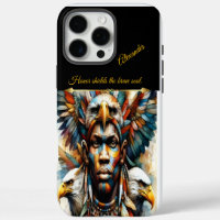 Eagle-adorned African warrior, AI art