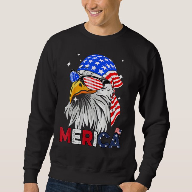 Eagle American Flag 4th of July Merica Men Woman U Sweatshirt (Front)