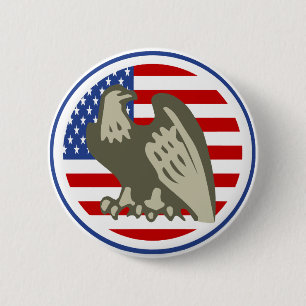 Eagle American Flag 6 Cm Round Badge