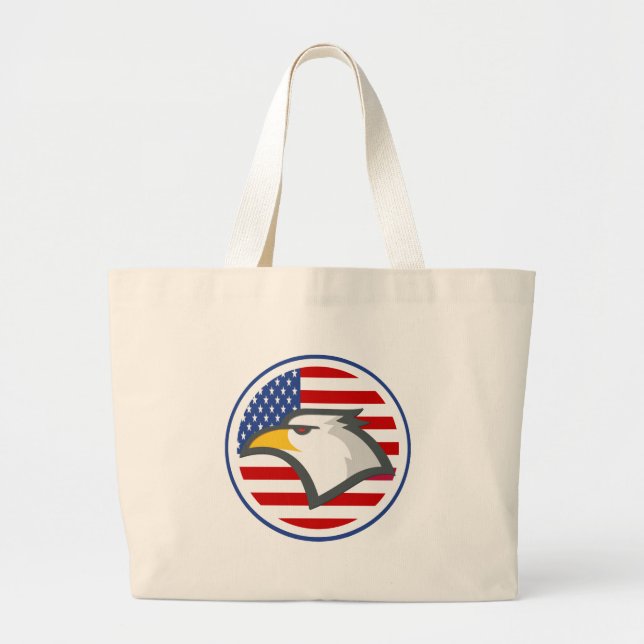 Eagle American Flag Large Tote Bag (Front)