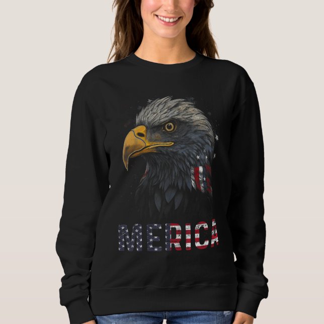 Eagle American Flag USA Flag Mullet Eagle 4th of J Sweatshirt (Front)