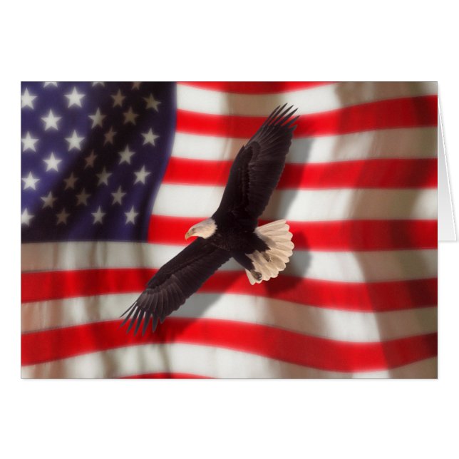 Eagle and American Flag Greeting Card (Front Horizontal)