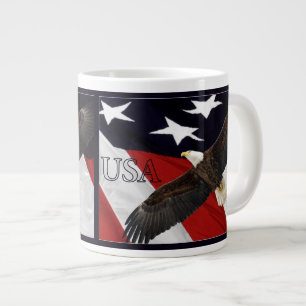 Eagle and American Flag Large Coffee Mug