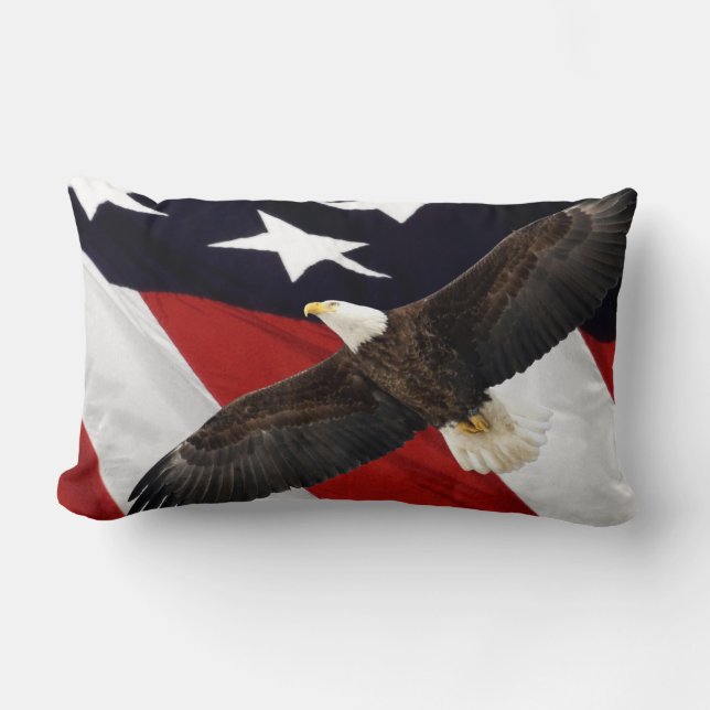 Eagle and American Flag Lumbar Cushion (Front)