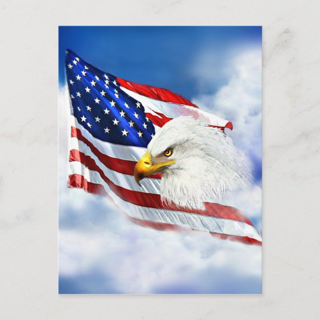 Eagle and American Flag Postcard (Front)