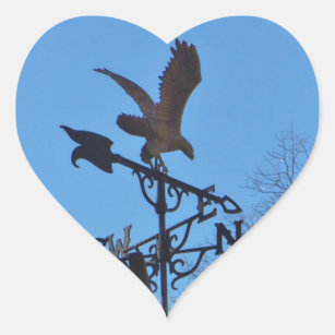 Eagle and Arrow Weather vane blue skys Heart Sticker