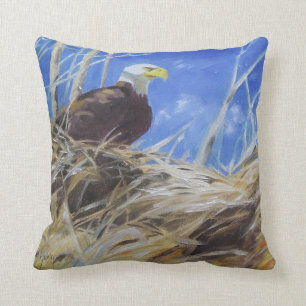 Eagle and bald eagles nest painting birds cushion