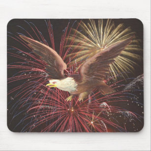 Eagle and Fireworks Mouse Pad