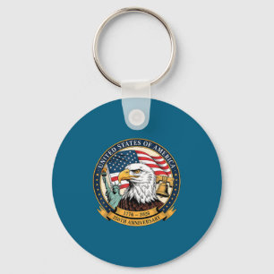 Eagle And Flag 1776-2026 250th Birthday America Key Ring