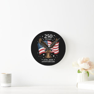 Eagle and Flag 250 Years of America 1776-2026 Round Clock