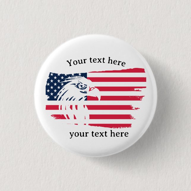 eagle and flag 3 cm round badge (Front)