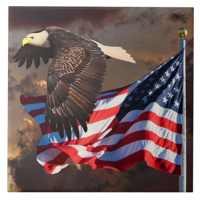 EAGLE AND FLAG CERAMIC TILE (Front)