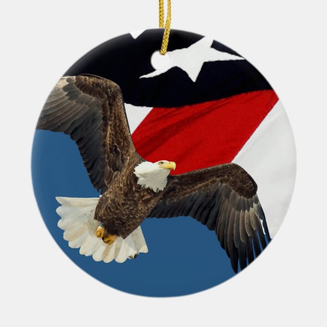 Eagle and Flag Ceramic Tree Decoration (Front)