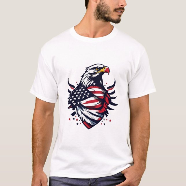 Eagle and Flag of America - Patriotic Symbolism T-Shirt (Front)