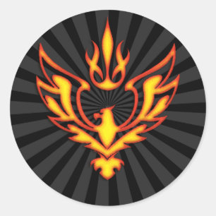 EAGLE AND FLAME CLASSIC ROUND STICKER