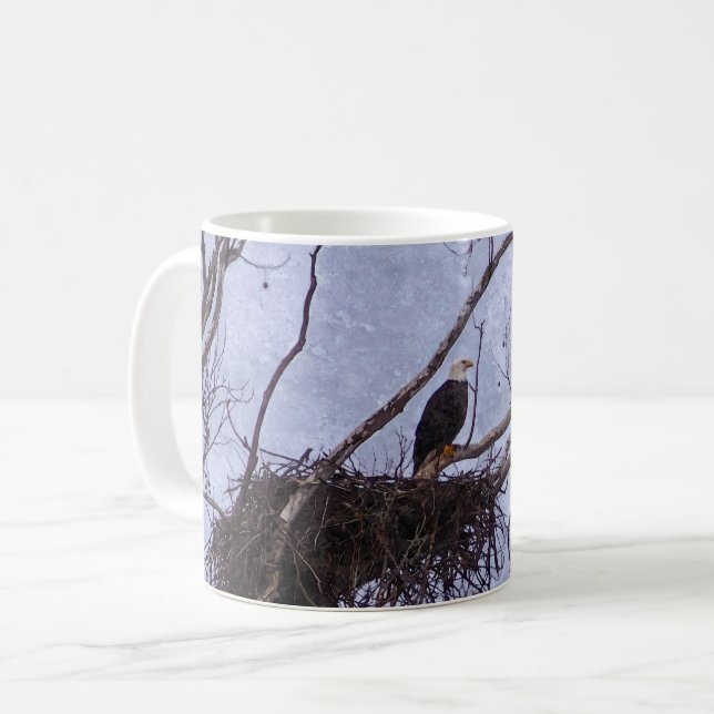 Eagle And Nest Painterly Coffee Mug (Front Left)