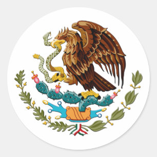 Eagle and snake Mexico Emblem for Mexicans Classic Round Sticker