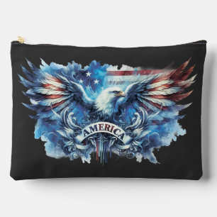Eagle and USA flag.Patriotic. Accessory Pouch
