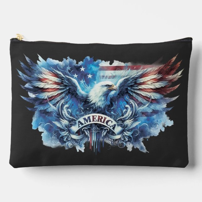 Eagle and USA flag.Patriotic. Accessory Pouch (Front)