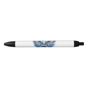 Eagle and USA flag.Patriotic. Black Ink Pen