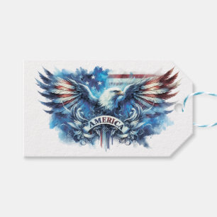 Eagle and USA flag.Patriotic. Gift Tags
