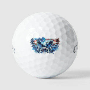 Eagle and USA flag.Patriotic. Golf Balls