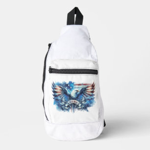 Eagle and USA flag.Patriotic. Sling Bag
