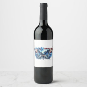 Eagle and USA flag.Patriotic. Wine Label