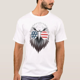 Eagle Art with American Flag Sunglasses T-Shirt