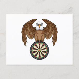 Eagle at Darts with Dartboard Postcard