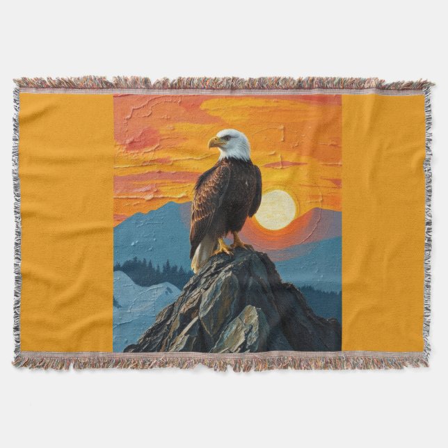 Eagle at Sunset Throw Blanket (Front)