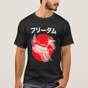 Eagle Attacking Japanese Kanji Writing On Rising T-Shirt