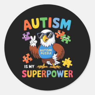 Eagle Autism Is My Superpower Accept Support Love Classic Round Sticker