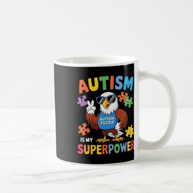 Eagle Autism Is My Superpower Accept Support Love  Coffee Mug (Right)