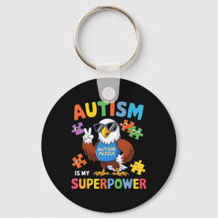 Eagle Autism Is My Superpower Accept Support Love Key Ring