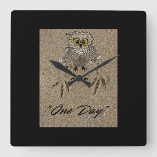 Eagle Baby & Footprints in the Sand "One Day" Square Wall Clock